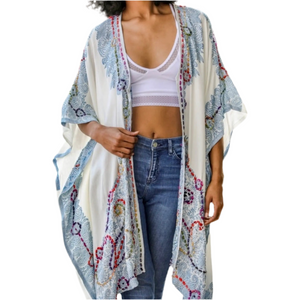 Colorful Stitch Tapestry Kimono