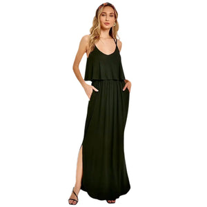 Strappy-Back Flounce Maxi Dress Bluivy