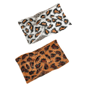 Fuzzy Leopard Twist Headband BbCo.