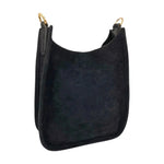 Black Faux Suede Mini Messenger- No Strap