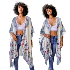 Colorful Stitch Tapestry Kimono