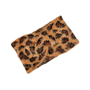 Fuzzy Leopard Twist Headband BbCo.