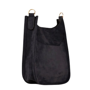 Black Faux Suede Mini Messenger- No Strap Ah-Dorned