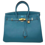 35CM Togo Leather Tote in Rare Shade- Blue Jean