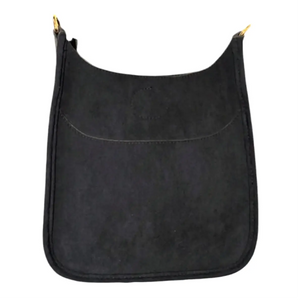 Black Faux Suede Mini Messenger- No Strap Ah-Dorned