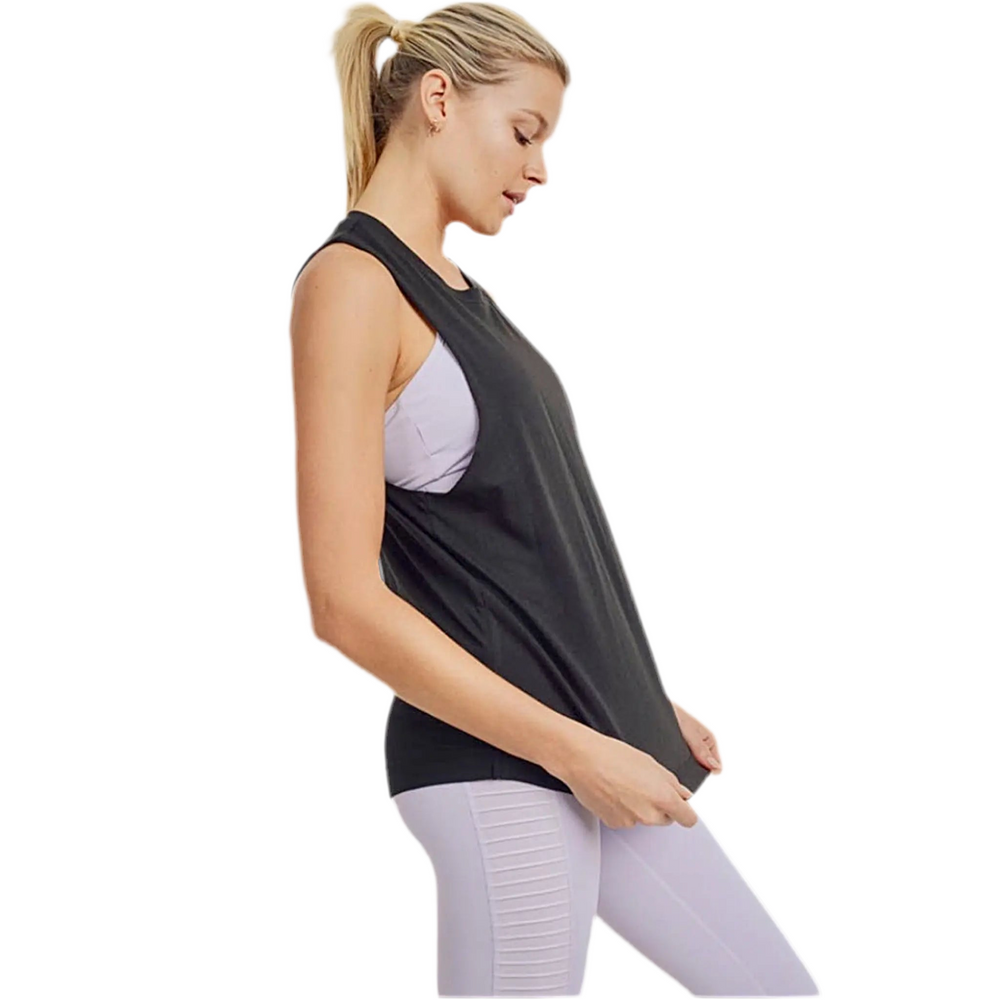 Mono B- Solid Longline Muscle Tank