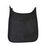 Black Faux Suede Mini Messenger- No Strap