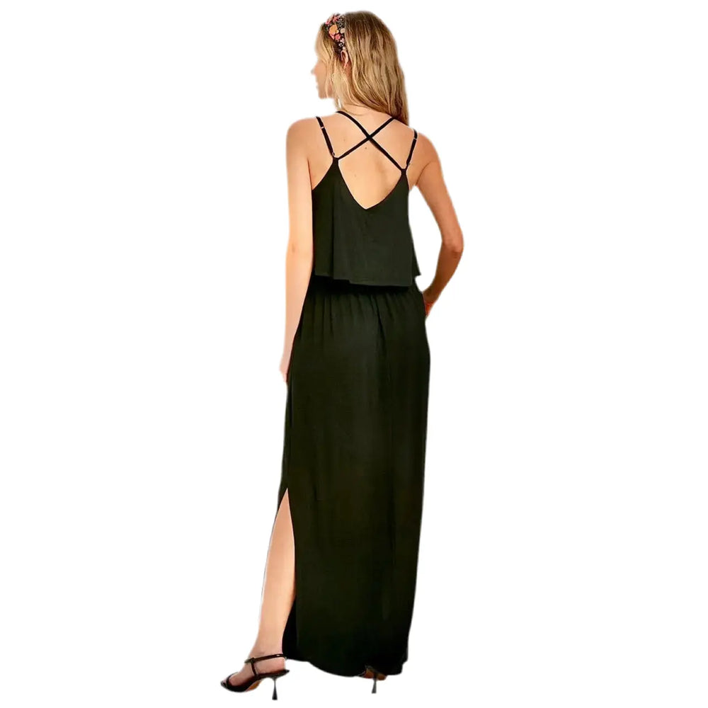 Strappy-Back Flounce Maxi Dress Bluivy