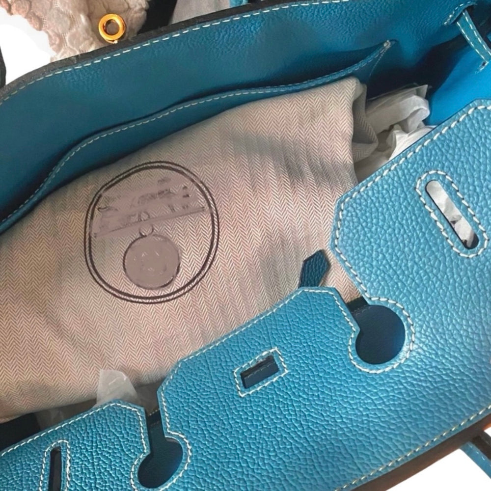 35CM Togo Leather Tote in Rare Shade- Blue Jean