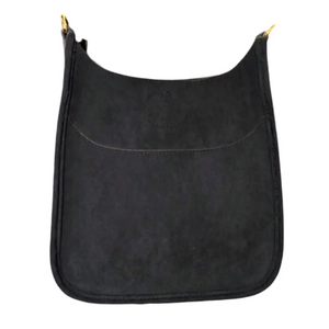 Black Faux Suede Mini Messenger- No Strap Ah-Dorned