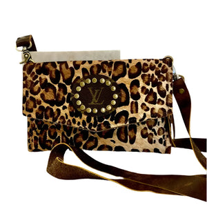 Leopard Hair on Hide 'Jordan' Crossbody with Genuine LV Patch by Keep It Gypsy Keep It Gypsy