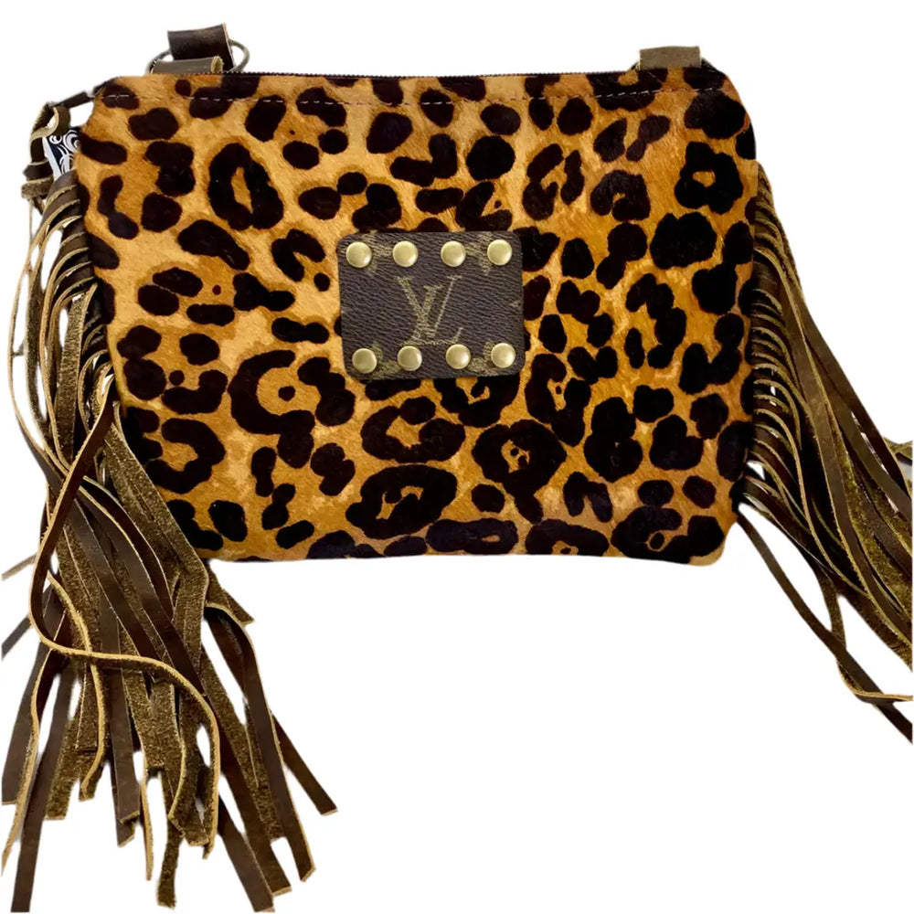 The 'Maxine' Brown Leopard Hide with Genuine LV Patch & Leather Fringe by Keep It Gypsy