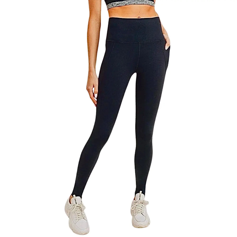 Mono B Tapered Band Essential Solid High-Waist Leggings Mono B