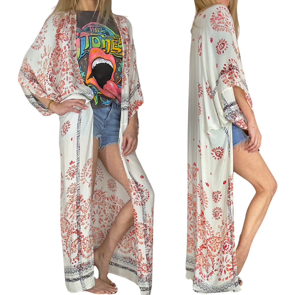 Boho Print Kimono Duster