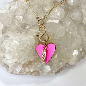 18" Pink Heart LOVE Charm Necklace