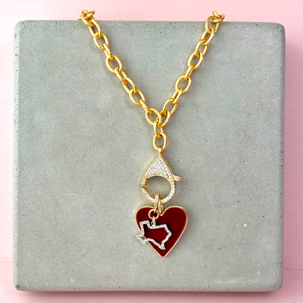 
                
                    Load image into Gallery viewer, 18&amp;quot; Gold Chain Texas Love Charm Necklace
                
            