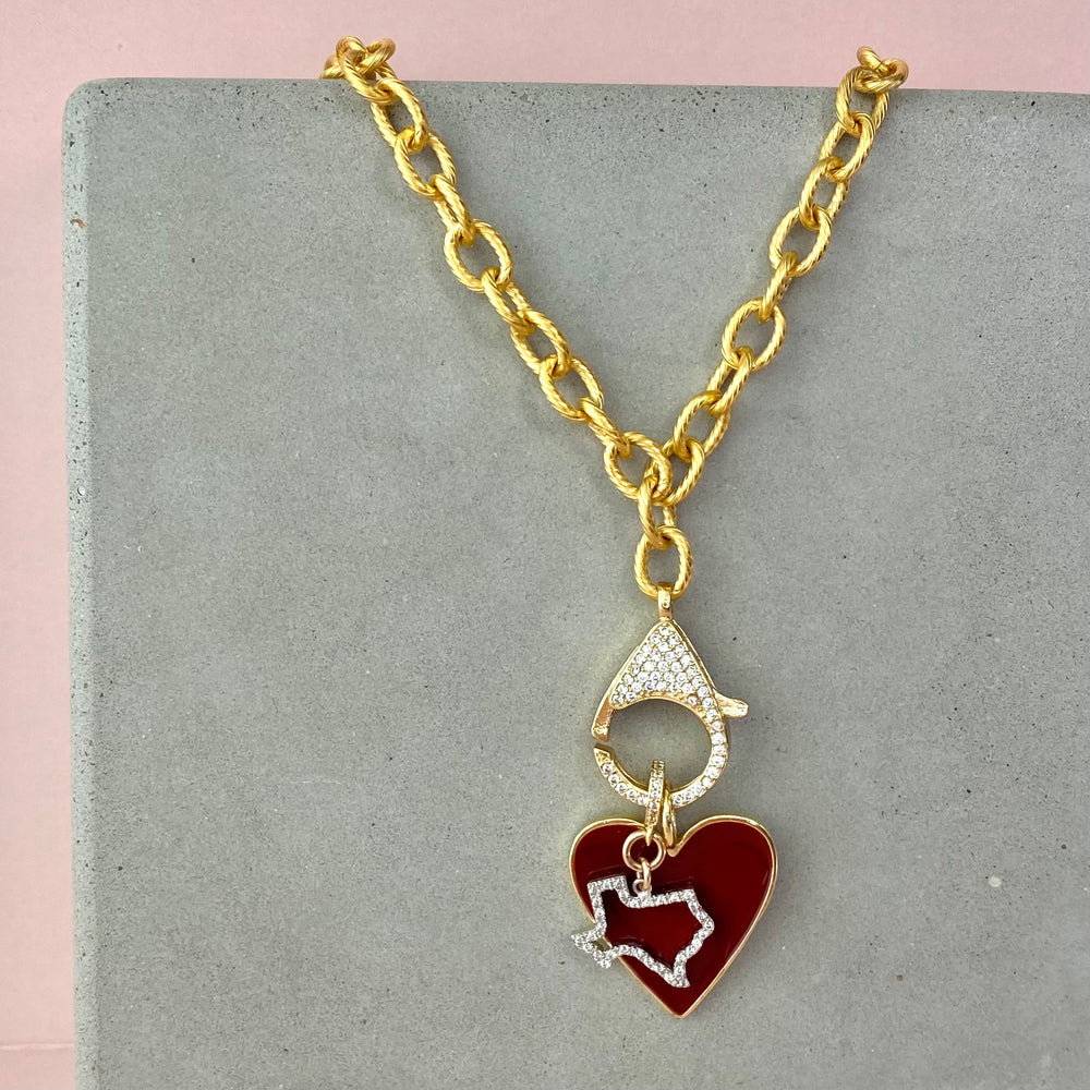 18" Gold Chain Texas Love Charm Necklace