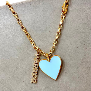 
                
                    Load image into Gallery viewer, 18&amp;quot; Blue Heart &amp;amp; Warrior Charm Necklace
                
            