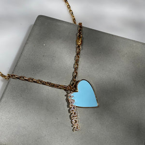 18" Blue Heart & Warrior Charm Necklace