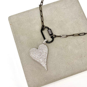 
                
                    Load image into Gallery viewer, 24&amp;quot; Sparkling Silver Heart Charm Necklace
                
            