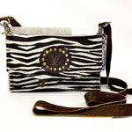 Small Zebra Hide 'Jordan' Crossbody with Genuine LV Patch by Keep It Gypsy