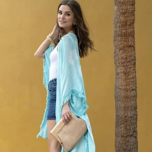 Vida Tie-Dye Kimono- Turquoise SHIRALEAH