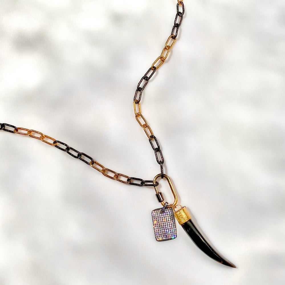 32” Two-Toned Chain Necklace- Black Husk Charm